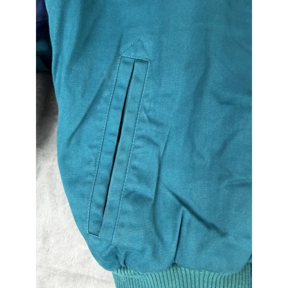 Vintage 80s Nike Color Block Bomber Jacket Women M Green Blue